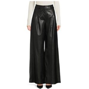 Good American Faux Leather Pleated Wide Leg Pants